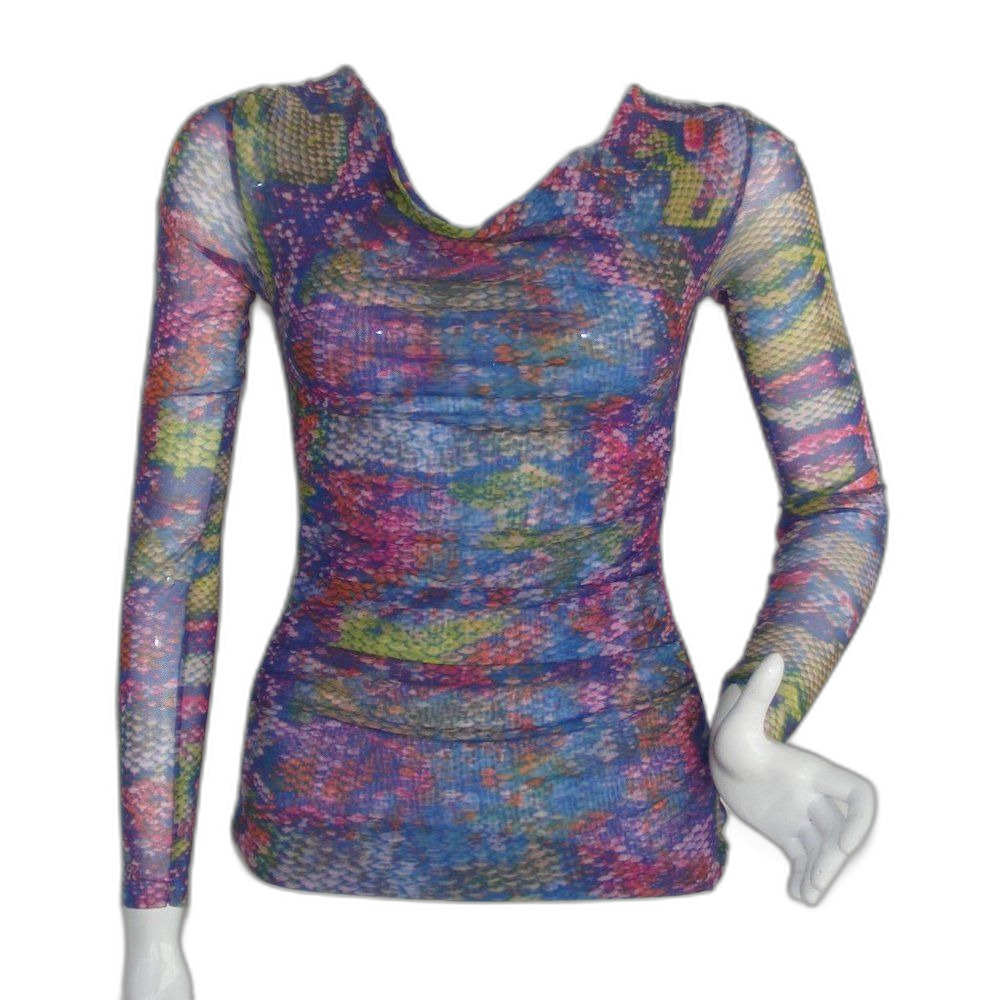 BLACK SAKS FIFTH AVE Python Tunic, XXS, Nylon Mesh, Rainbow Snakeskin